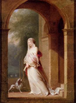 讓 巴蒂斯特 馬利特 A Young Woman Standing In An Archway